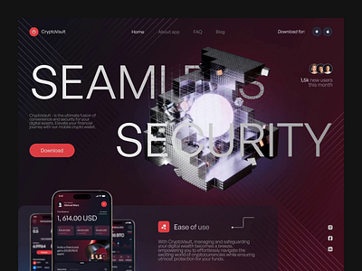 Landing page for crypto wallet app app design bank app banking app bitcoin blockchain crypto crypto app crypto app design crypto currency crypto design crypto wallet crypto wallet app crypto webdesign crypto website cryptocurrency exchange finance fintech ui design wallet
