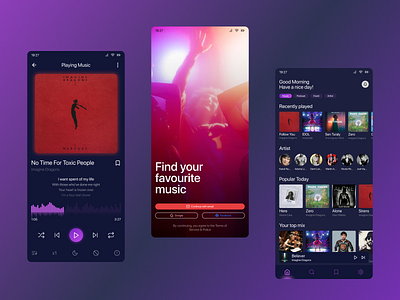 Kitoka - Music Player App app app design branding clean design dashboard design figma illustration info graphic landing music music app music player ui