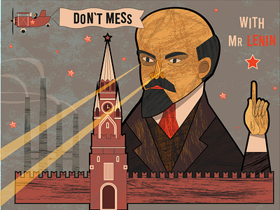 Don`t mess with Lenin cartoon character design funny grey illustration kremlin lenin red soviet vector