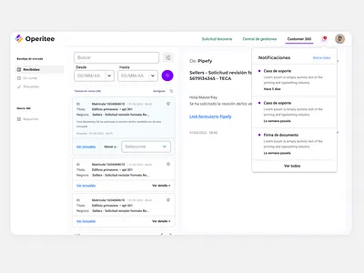 Notification cards dashboards desktop intranet tasks ui