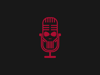 Skull Podcast Logo art audio branding design graphic design icon illustration logo mic microphone music podcast radio scary scream skull sound vector