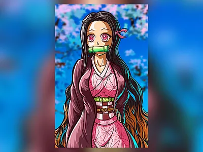 Nezuko anime art demon slayer digitalart digitalpainting drawing illustration manga paint painting