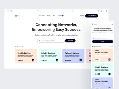 Responsive Landing Page - NETWORK app branding design graphic design hero section illustration landing page logo responsiveness typography ui ux vector website
