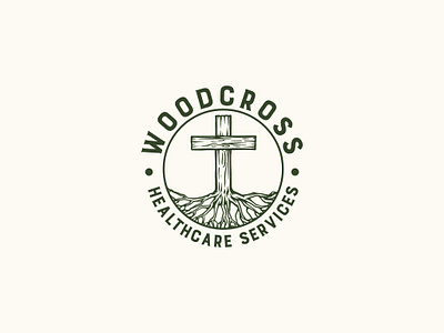 woodcross branding cross design graphic design hand drawn illustration logo monoline root typography vector wood