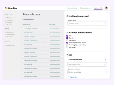 Create new rol admin cards components desktop forms interaction design manage settings sidebar ui user ux