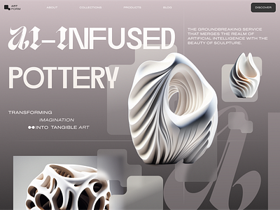 Artform – AI-infused pottery 3d ai concept landing page pottery ui ux webdesign
