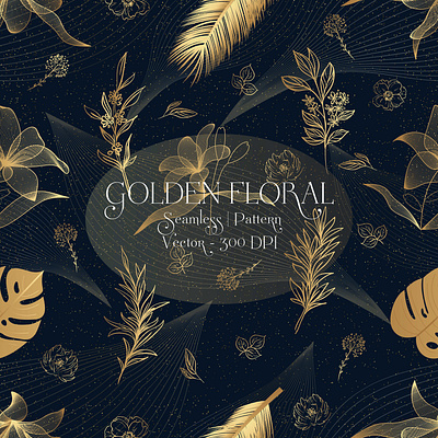 Seamless Golden Floral background design fabric floral gold golden floral graphic design illustration luxury seamless nature pattern seamless vector wallpaper