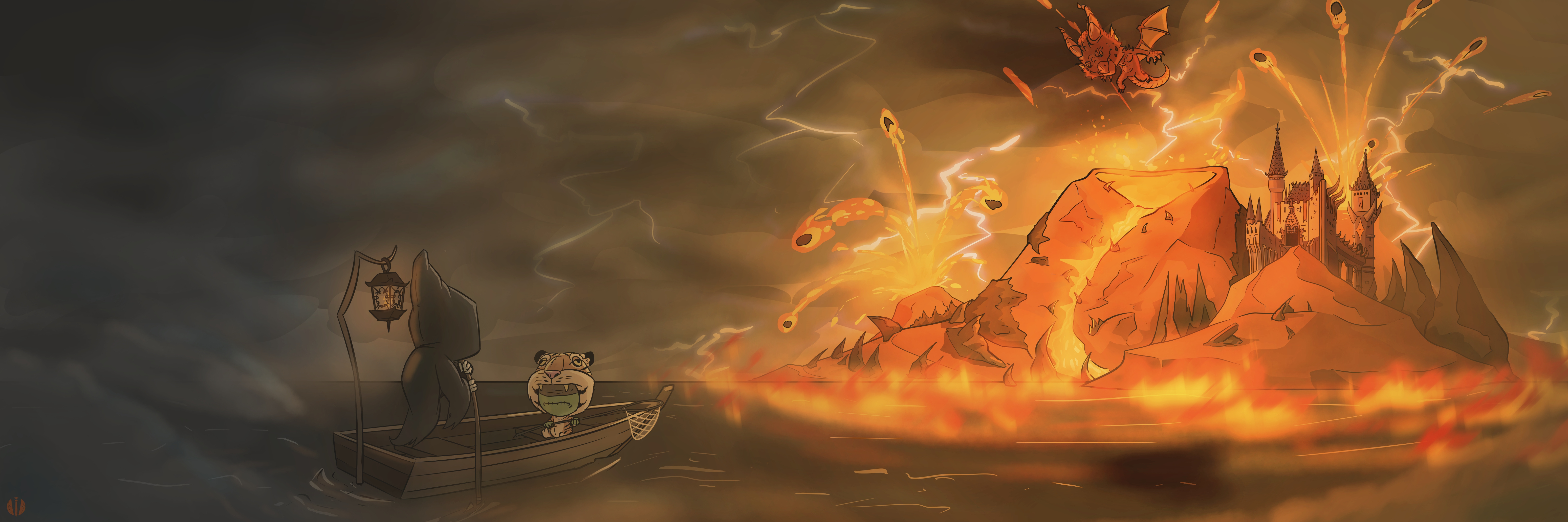 Kreepy Kritters NO.10 art artwork cartoon castle digital art digital artwork digitalillustration dragon fire fyp illustration storm