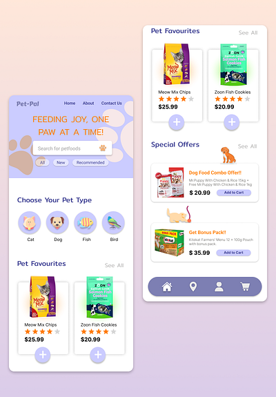 Landing Page of A Pet Food App app design graphic design illustration logo typography ui ux vector