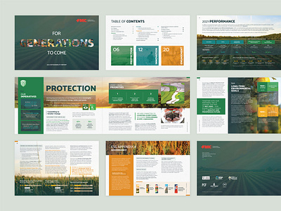 Agricultural Company — 2021 sustainability report agricultural agriculture annual report branding call out chart deisgn graphic design grid layout indesign infographic information design landscape design layout design layout exploration print design print report report sustainability sustainability report table of contents