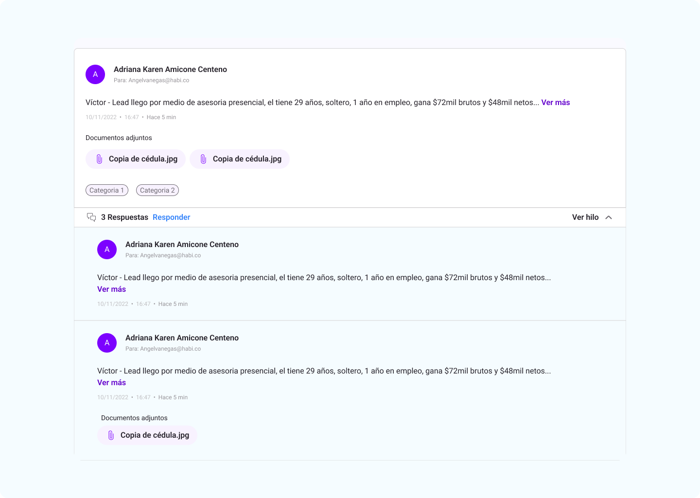 Comments attach cards documents ui
