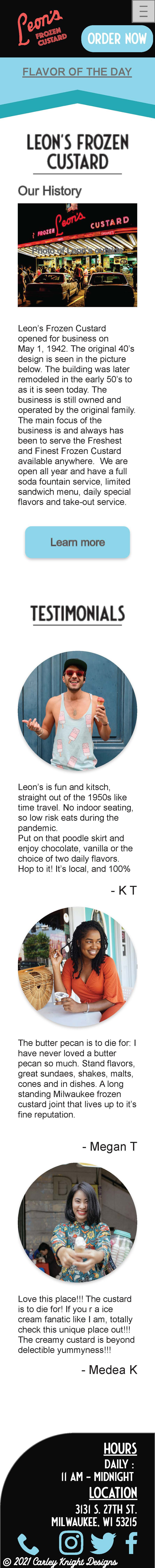 Leon's Frozen Custard Spec Redesign mobile ui web design