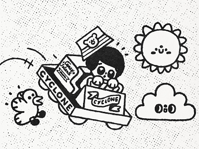 Cyclone from NYC boy cartoon cute cyclone design doodle fun illustration japanese kawaii new york nyc sky sun
