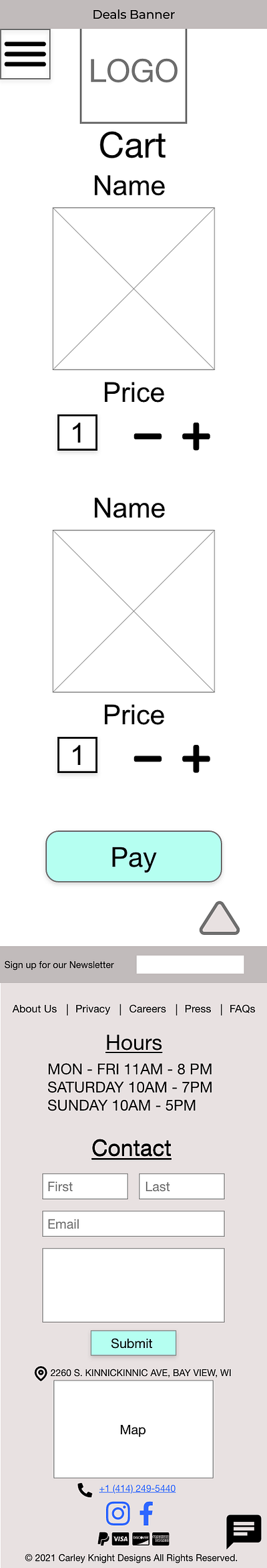 Wireframe of online shop - mobile version mobile ui wireframe