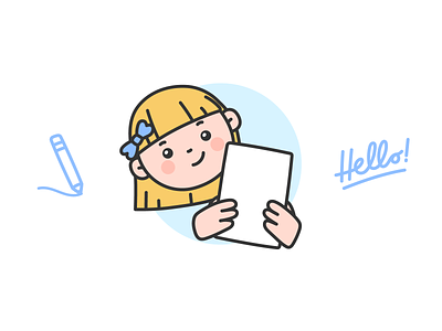 Contact us blonde callie character contact drawing editorial email girl hand drawn hello illustration illustrator letter message minimal pencil vector