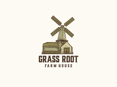 Grass Root Farm House branding design graphic design hand drawn logo illustration logo monogram typography vector vintage cartoon vintage logo