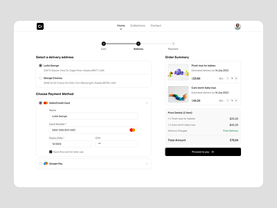 Toy store checkout flow address app asish sunny checkout clean design ecommerce kids light mode minimal payment pixalchemy product ui ux