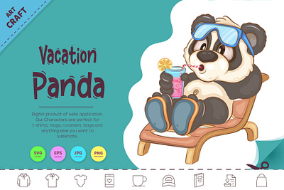 Cartoon Panda Vacation. cartoon