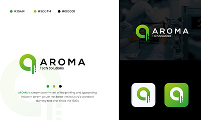 AROMA TECHNOLOGY branding brand identity design design graphic design logo logo design tech logo design technology logo design vector