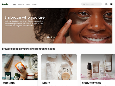 Reviv-skincare brand landing page design skincare ux website