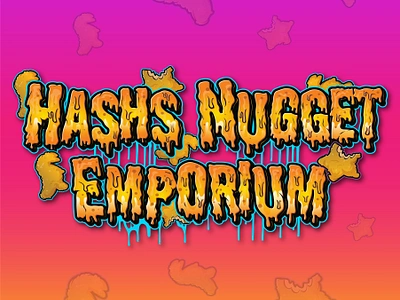 HASH NUGGET EMPORIUM logo design food logo apparel branding cartoon design font foodlogo funny graphic design illustration lettering logo logodesign nugget packaging restaurantlogo ui vector