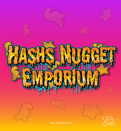 HASH NUGGET EMPORIUM logo design food logo apparel branding cartoon design font foodlogo funny graphic design illustration lettering logo logodesign nugget packaging restaurantlogo ui vector