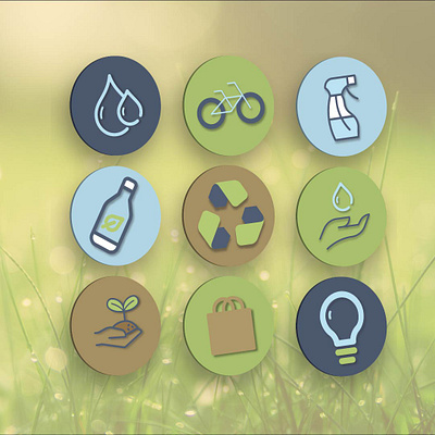 Sustainability themed icons app branding button collection design graphic design green icon illustration illustrator nature sustainability ui vector