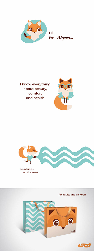 Alyssa fox alice beauty branding cartoon cute design fox health illustration logo mascot vector wave