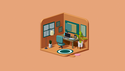3D Mini Office 3d 3d mini room design graphic design illustration interactive 3d interactive design mini office mini room spline ui ux vector