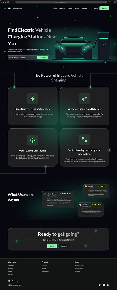 EV Electric Car Charging Station Locator: UI Design design figma landing page ui ui design user interface user interface design uxui web design website design