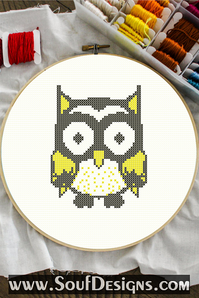 Cute Baby Owl Embroidery Cross Stitch Pattern design embroidery graphic design illustration