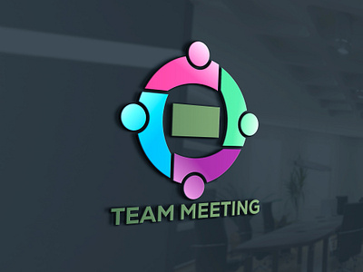 vector gradient teamwork meeting logo design human