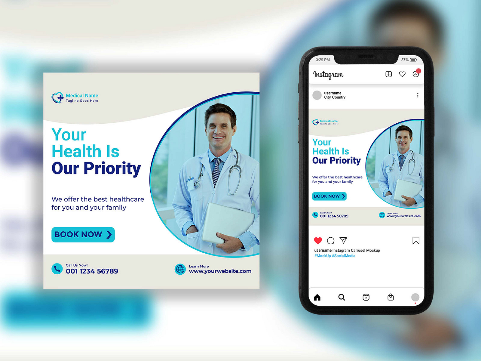 Healthcare social media Instagram post template by Sahidul Islam Chonnu ...