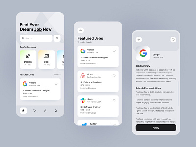 Jobs Mobile App find jobs job card design job portal app jobs card ui jobs mobile app jobs ui jobs uiux jobs ux mobile app