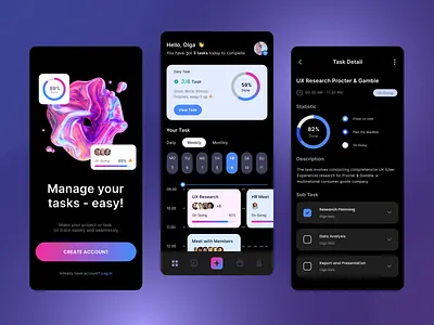 ⚡ Task Management - Mobile App app design dark dashboard kanban management notion planner product design productivity project management statistics task task management tasks tracking ui ui design ux ux design worklist