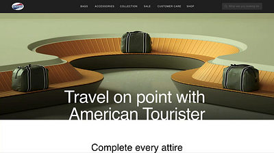 American Tourister website design app bag design minimal travel ui ux website