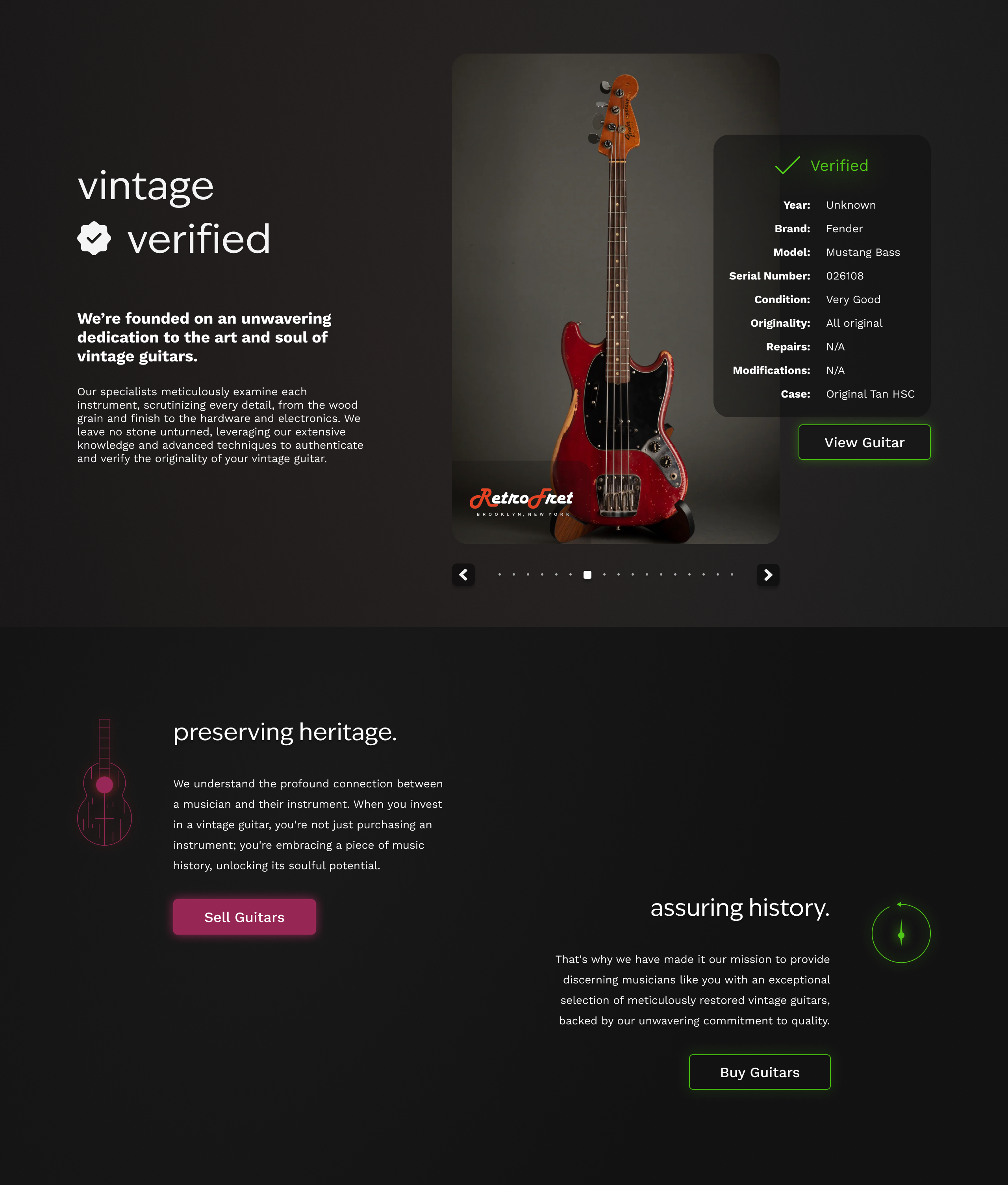 Vintage Verified design desktop landing minimal qa ui ux verified web design