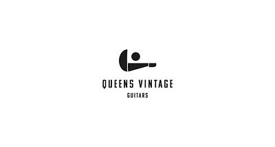 Queens Vintage abstract black and white branding cubism design graphic guitars logo