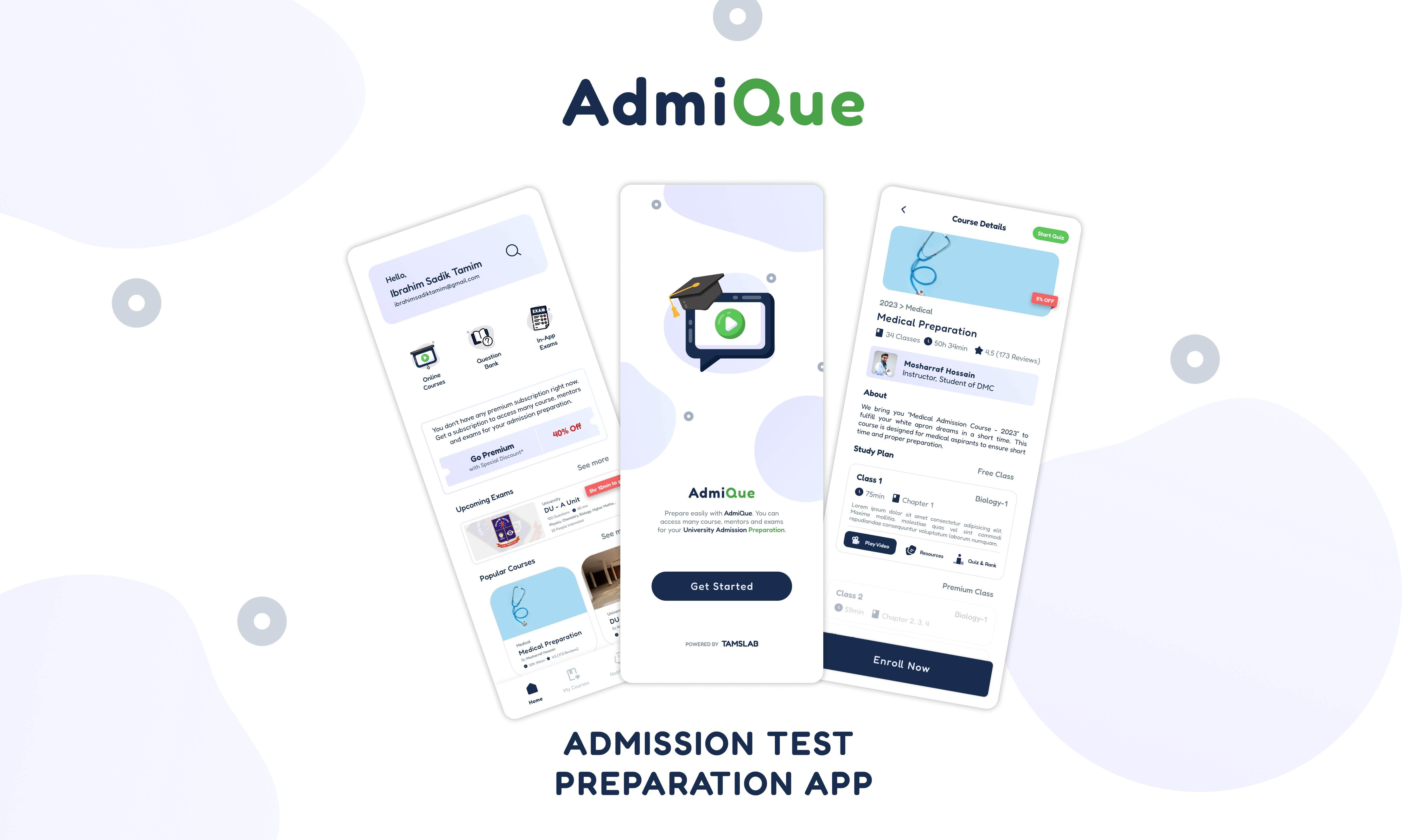 AdmiQue: Admission Test Preparation App UI Design admission app exam figma research test ui
