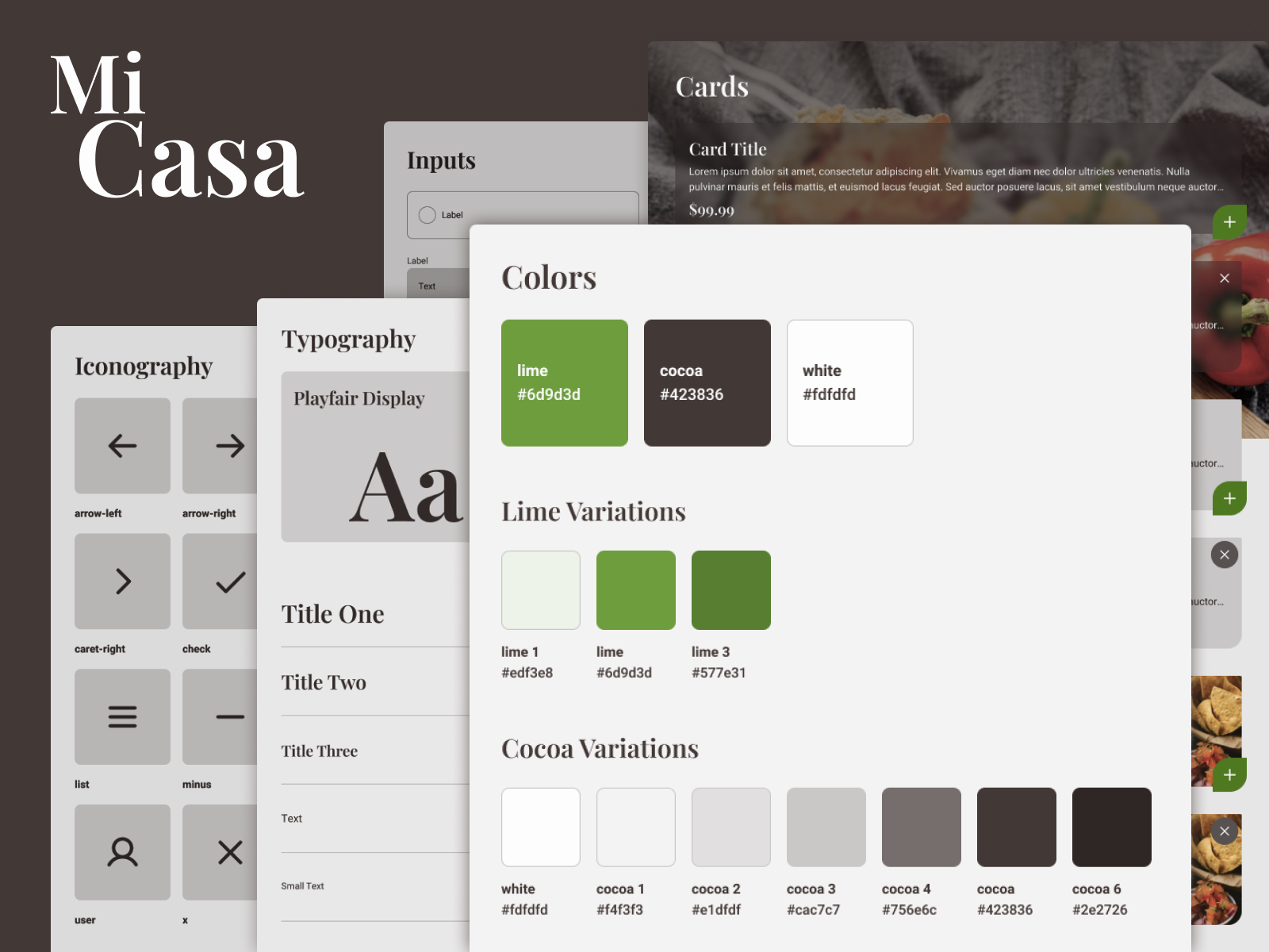 Design system for a restaurant order app - Mi Casa chocolate cocoa design system lime mexican restaurant restaurant restaurant app restaurant order restaurant order app ui ui design