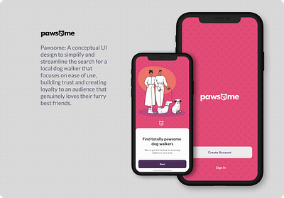 Pawsome - A Mobile App Conceptual UI dog walking mobile product design ui ux