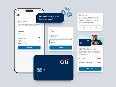 Credit Card Application for Citi Retail Services bank credit card design system financial fintech ui ui design