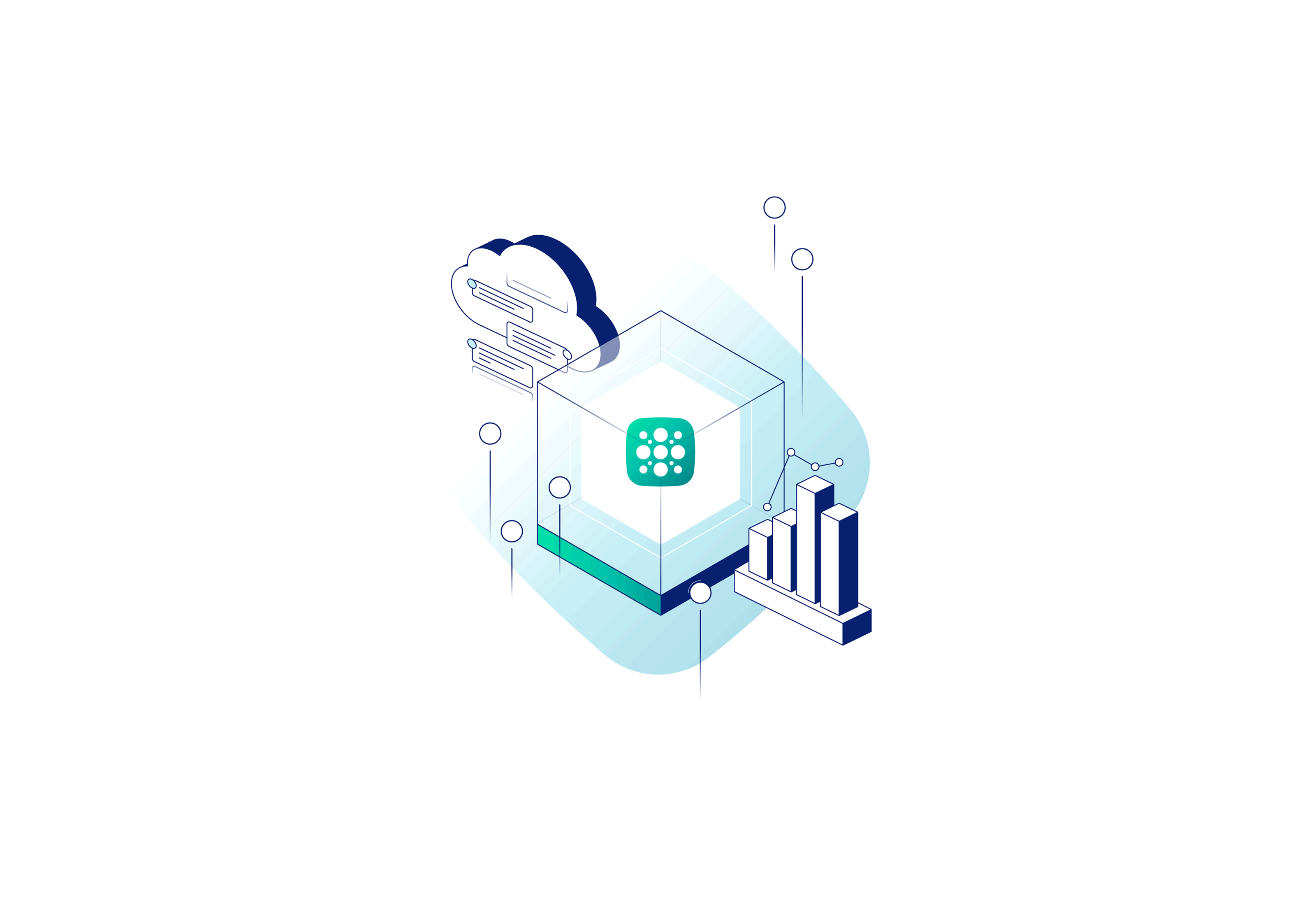 02 SaaS Brand Asset Round Up ai angle blue branding clean cloud cube extruded icon illustration line platform saas shadow spot teal tech technology vector white