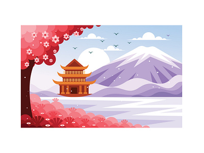 Japanese Nature Vector Illustration fuji