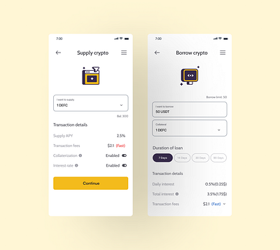 Supply and borrow crypto - Defi lending branding crypto design graphic design illustration logo minimal typography ui ux vector web3