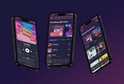 Music Player App app audio player design mobile modern modern ui music music player playlist ui