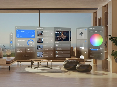 Smart home for Vision OS - Dashboard & Device Control app apple ar dashboard design glassmorph home house smart smarthome smarthouse spatial ui ui ui design uiux ux ux design vision os vision pro vr