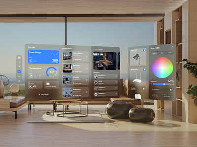 Smart home for Vision OS - Dashboard & Device Control app apple ar dashboard design glassmorph home house smart smarthome smarthouse spatial ui ui ui design uiux ux ux design vision os vision pro vr