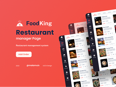 FoodKing Restaurant Add Order Page add order design figma food app header design malam malamuix management restaurant management system software malamuix ui ui design