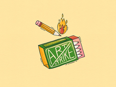 Art Strike 2d art box burning digital flame illustration illustrator matchbox pencil sign strike ui